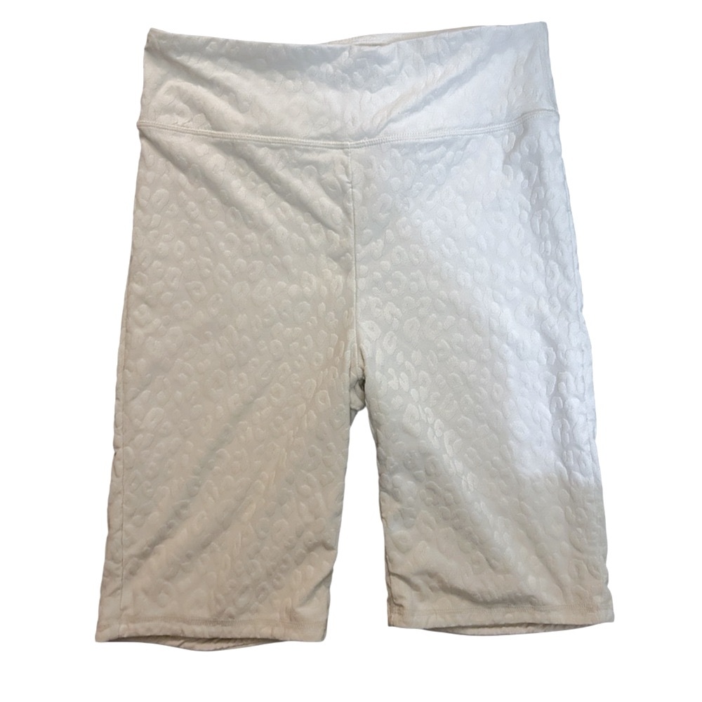 Monob Crème Leopard Print Textured Leggings Shorts